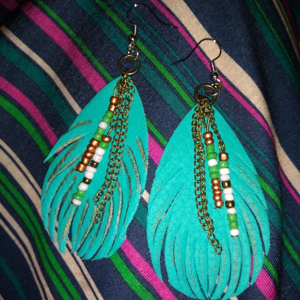 Leather Feather Earrings